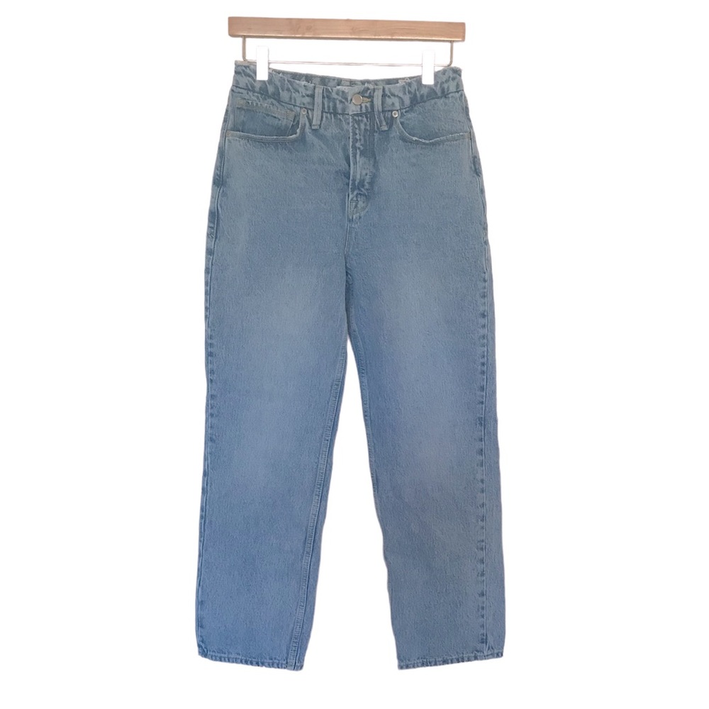 GOOD AMERICAN 5-Pocket Faded Wash Ankle Length Blue Jeans
